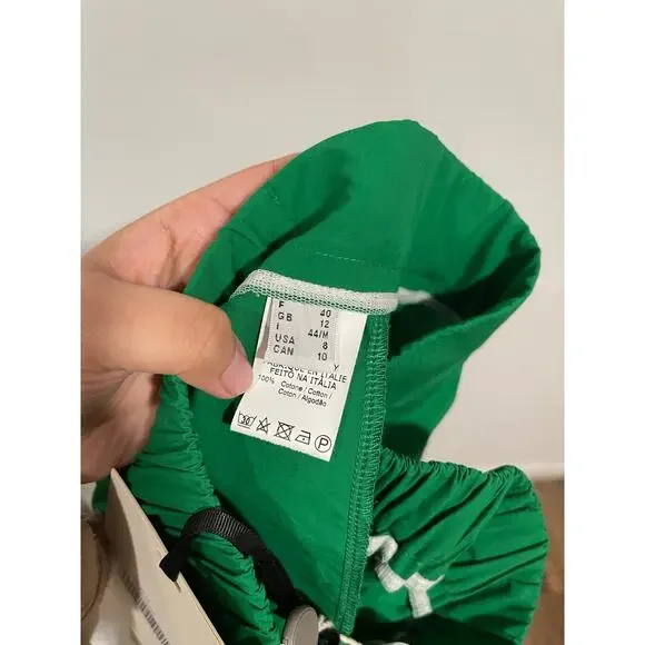 NWT Ottod'Ame Green Bandiera Cotton Wide Leg Pants Italian Minimalist